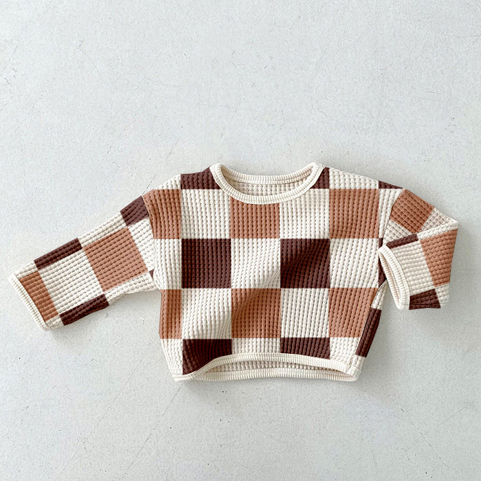 Baby Toddler Plaid White Waffle Sweatshirt