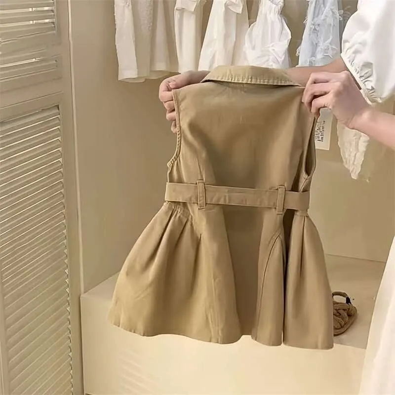 Toddler Khaki Worker Sleeveless Dress