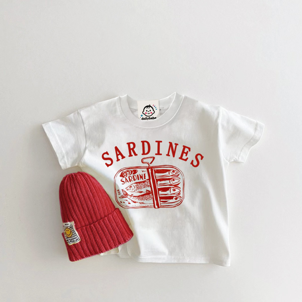 Baby Toddler Red Sardine Can White T-Shirt