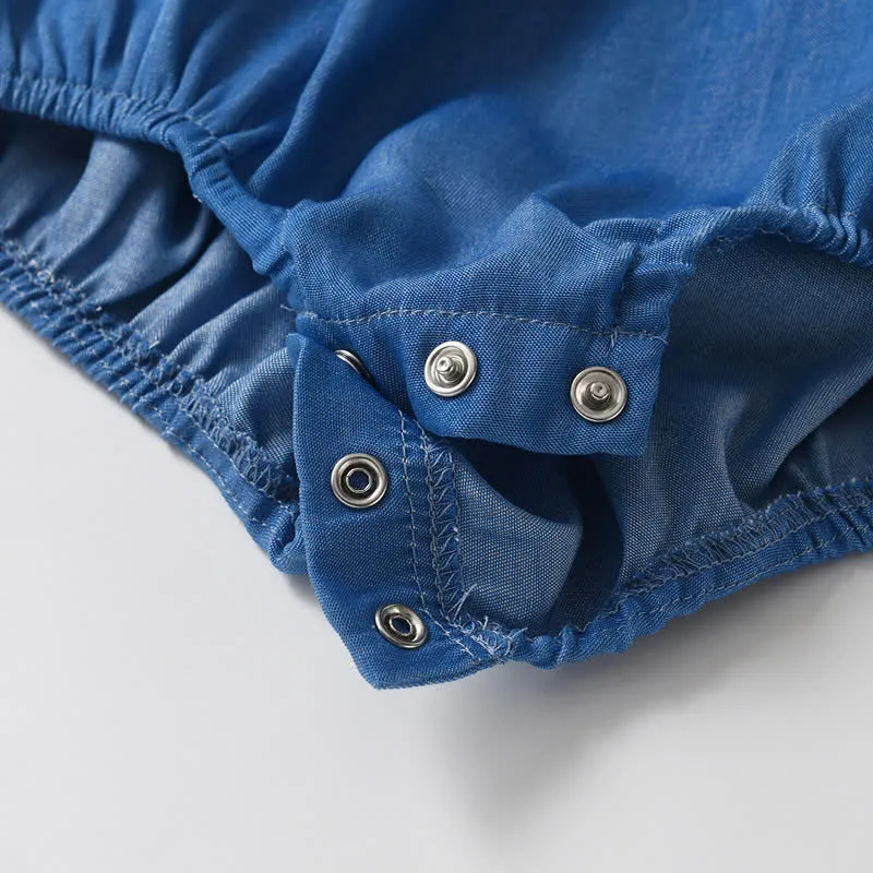 Baby Denim Ruffled Bodysuit with Hat