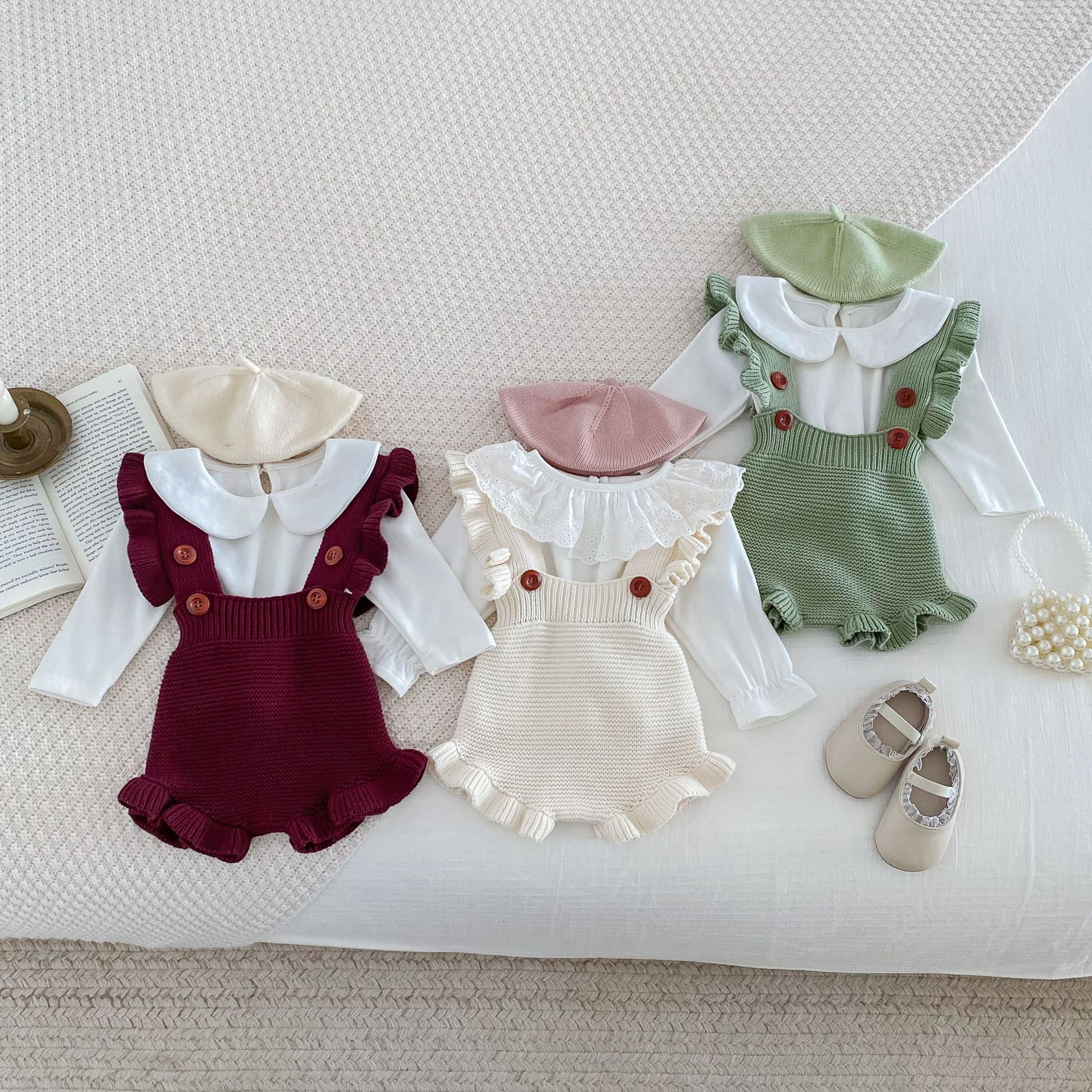 Baby Girl 2 Piece Ruffled Overalls