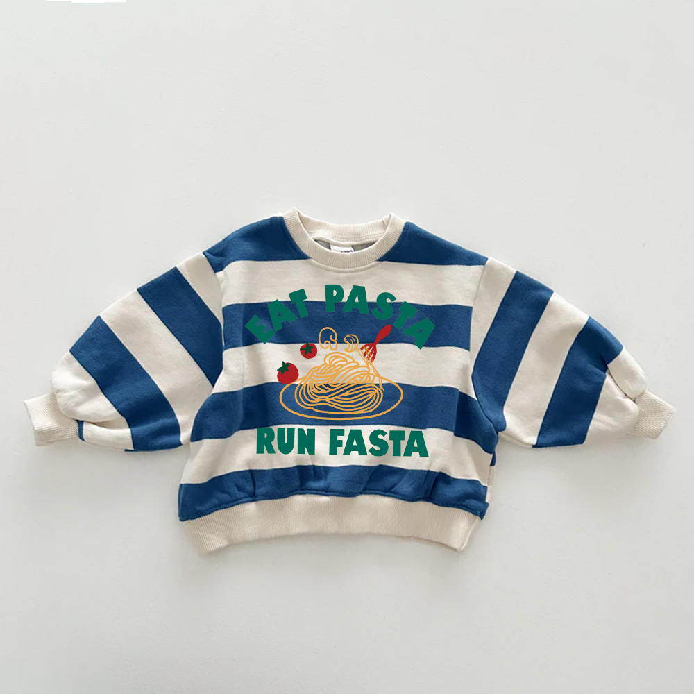 EAT PASTA RUN FASTA Baby & Kids Pasta Stripe Sweatshirt