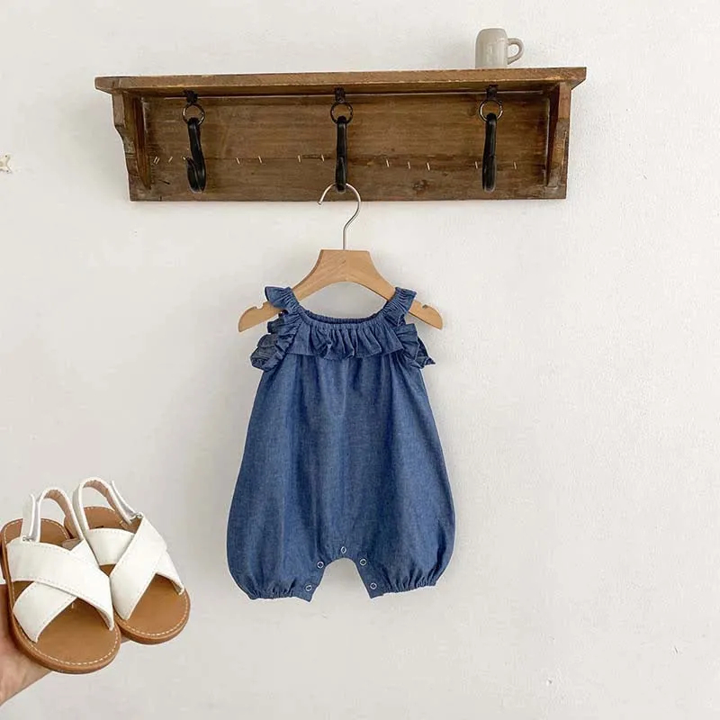 Baby Solid Color Stringy Selvedge Overalls