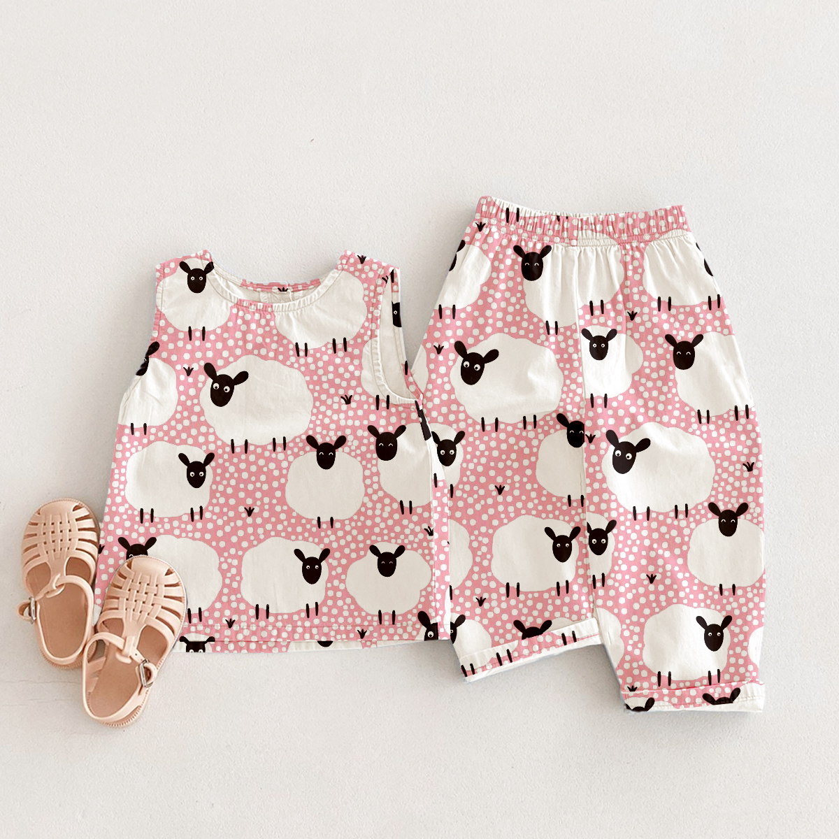 Baby & Kids Sheep Pink Stripe 2 Piece Set