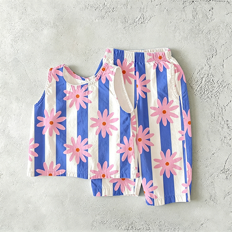 Baby & Kids Sunflowers Blue Stripe 2 Piece Set