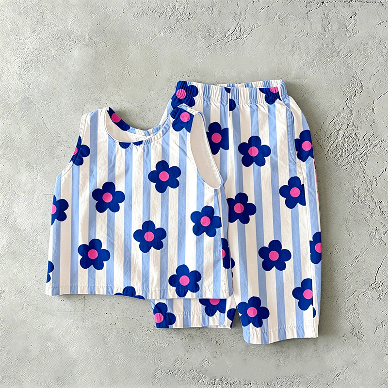 Baby & Kids Blue Florals Stripe 2 Piece Set