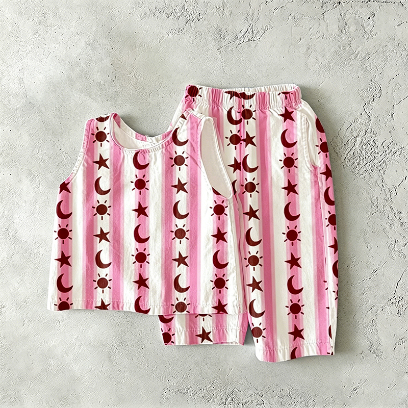 Baby & Kids Star Moon Sun Pink Stripe 2 Piece Set