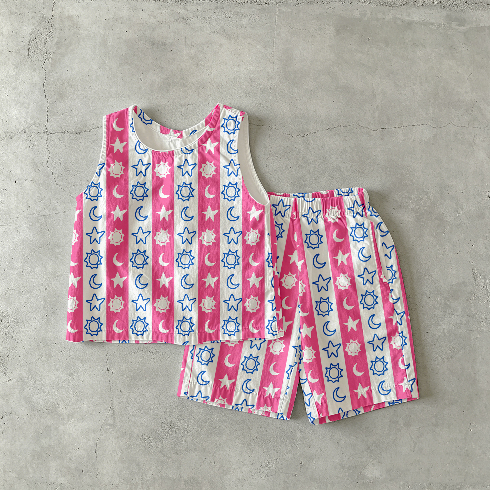 Baby & Kids Star Sun Moon Tank and Shorts Stripe Set