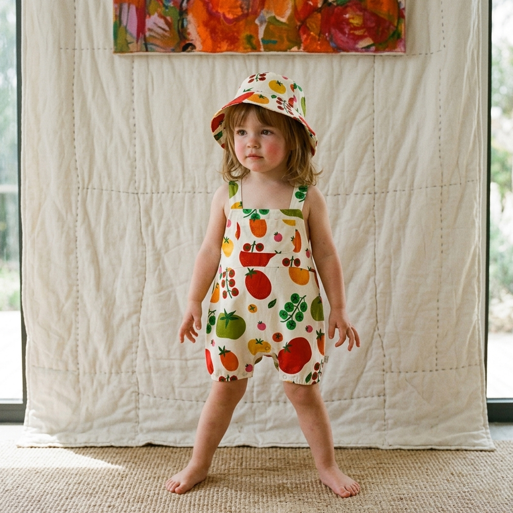 Baby Colorful Tomato Overall and Hat Set