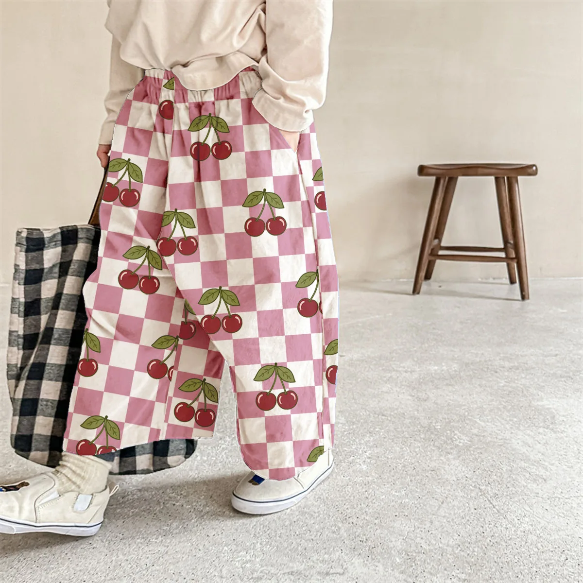 Baby & Kids Cherry Checkerboard Pattern Pants
