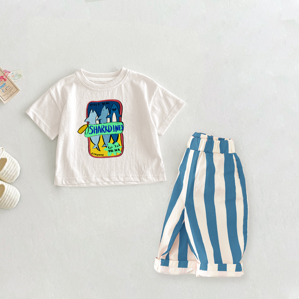 SHARKDINES Baby & Kids Slogan 2 Piece Sets