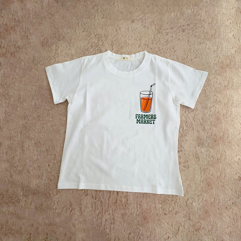 Kids Orange Juice Vegetable White T-Shirt
