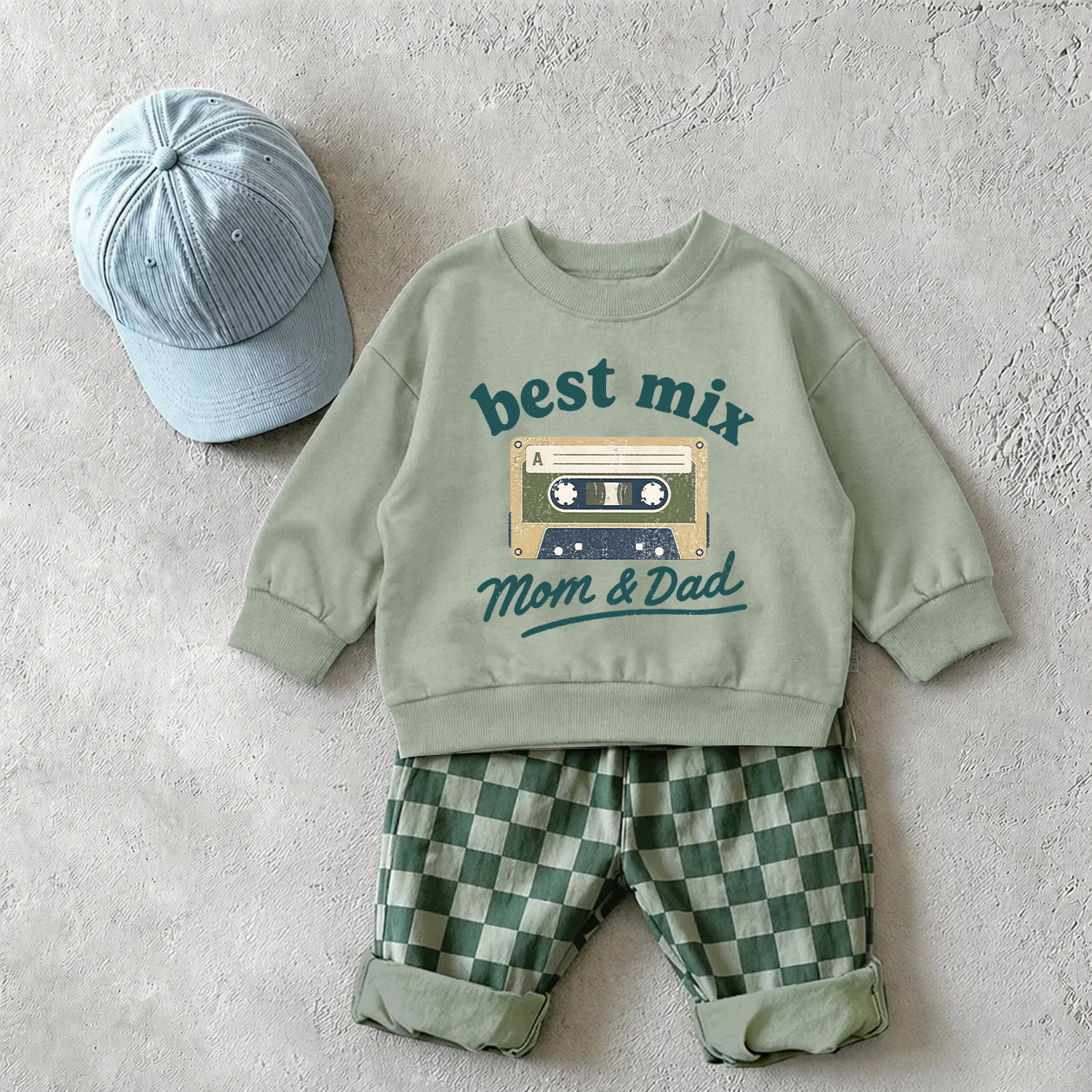 BEST MIX Baby Sweatshirt and Checkerboard Pants Set