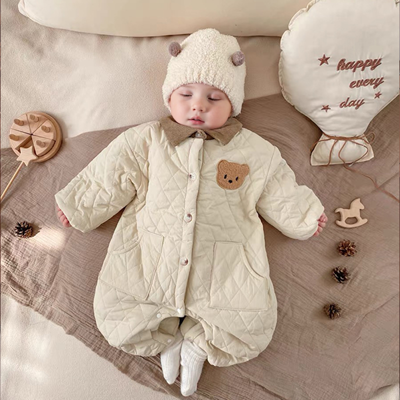 Baby Polo Quilted Bear Rompers