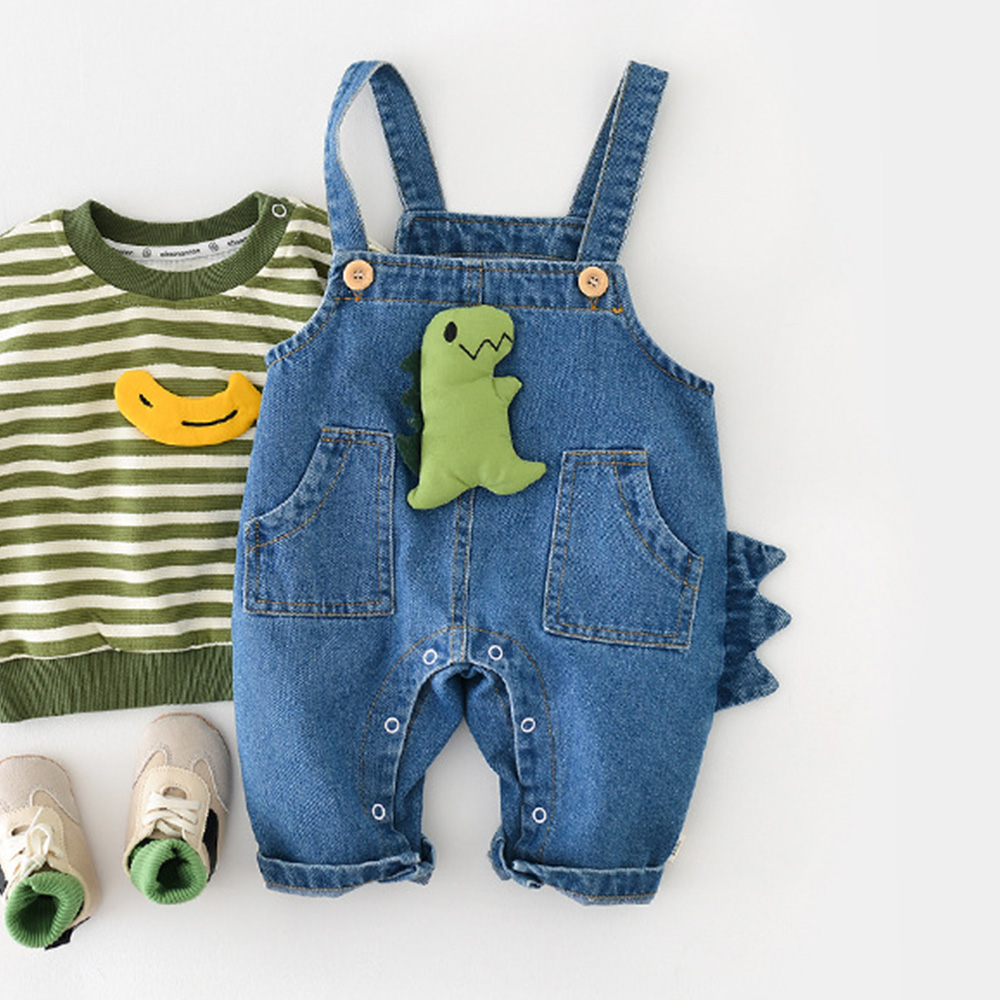Baby 3D Dinosaur Denim Overalls