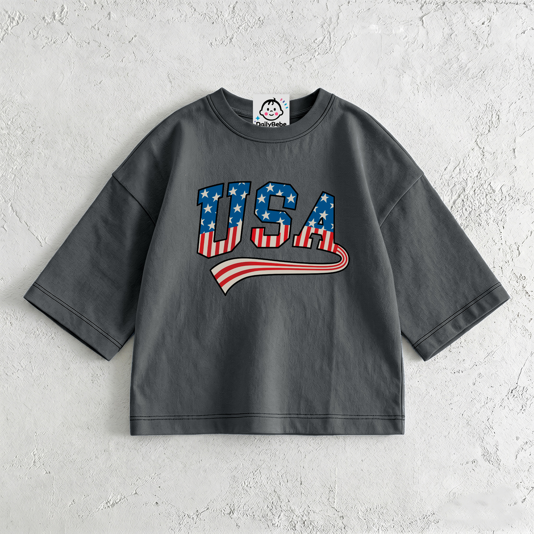 USA Baby & Kids Dark Grey T-Shirt (6M-12Y)