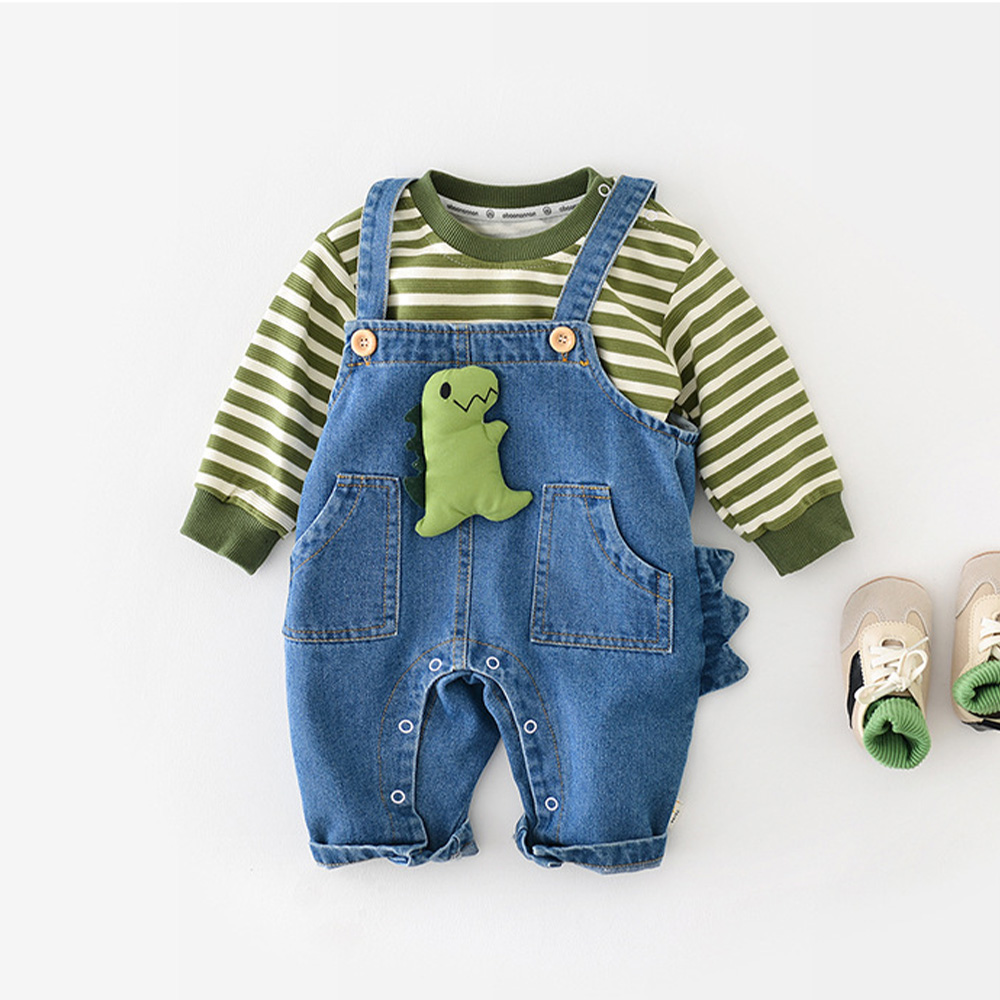 Baby 3D Dinosaur Denim Overalls