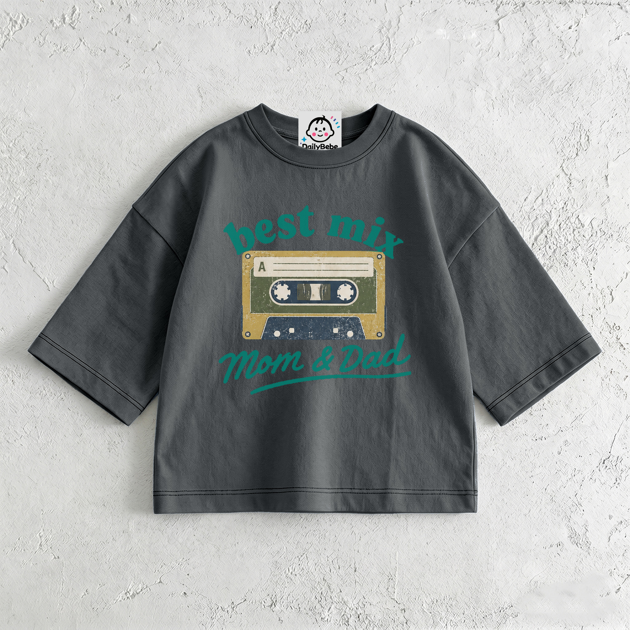 BEST MIX Baby & Kids Magnetic Tape Dark Grey T-Shirt (6M-12Y)