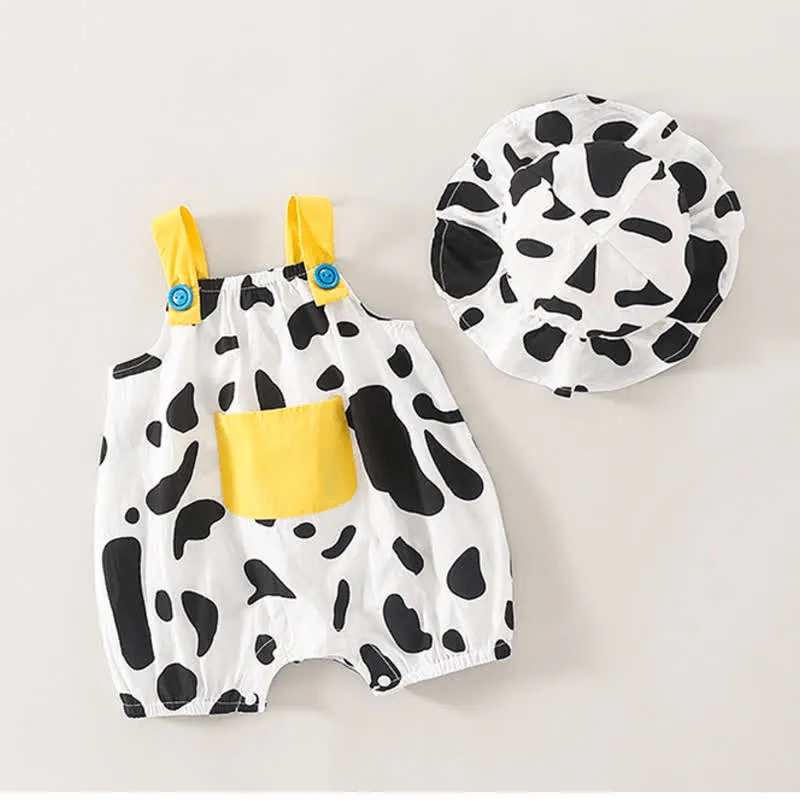Baby Cow Overalls and Hat Set