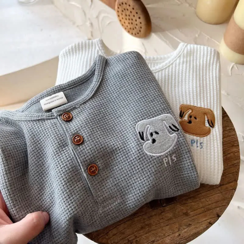 Toddler Embroidered Puppy Waffle T-Shirt