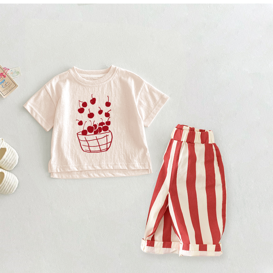 Baby 2-Piece Basket of Cherries Casual Pants Set
