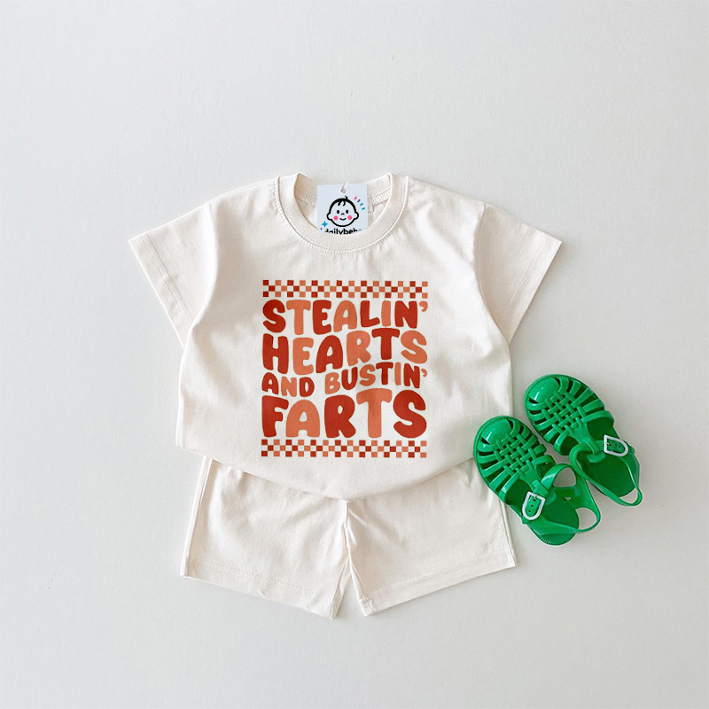 STEALIN' HEARTS AND BUSTIN' FARTS Baby Slogan Set 
