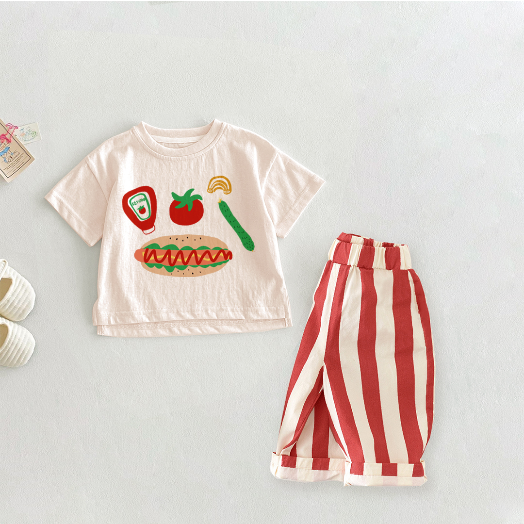 Baby Toddler 2-Piece Tomato Hotdog Cucumber Casual Pants Set
