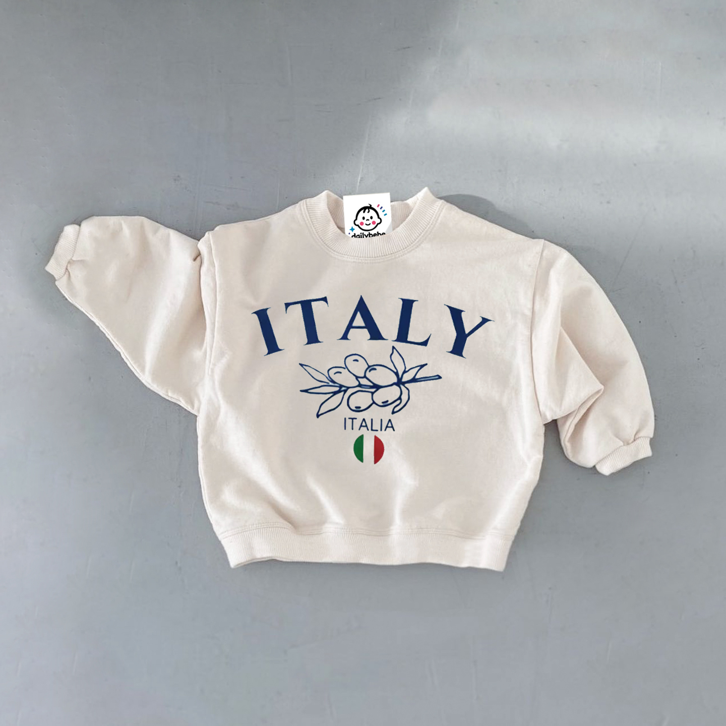 ITALY Baby Slogan Fruit White Sweatshirt