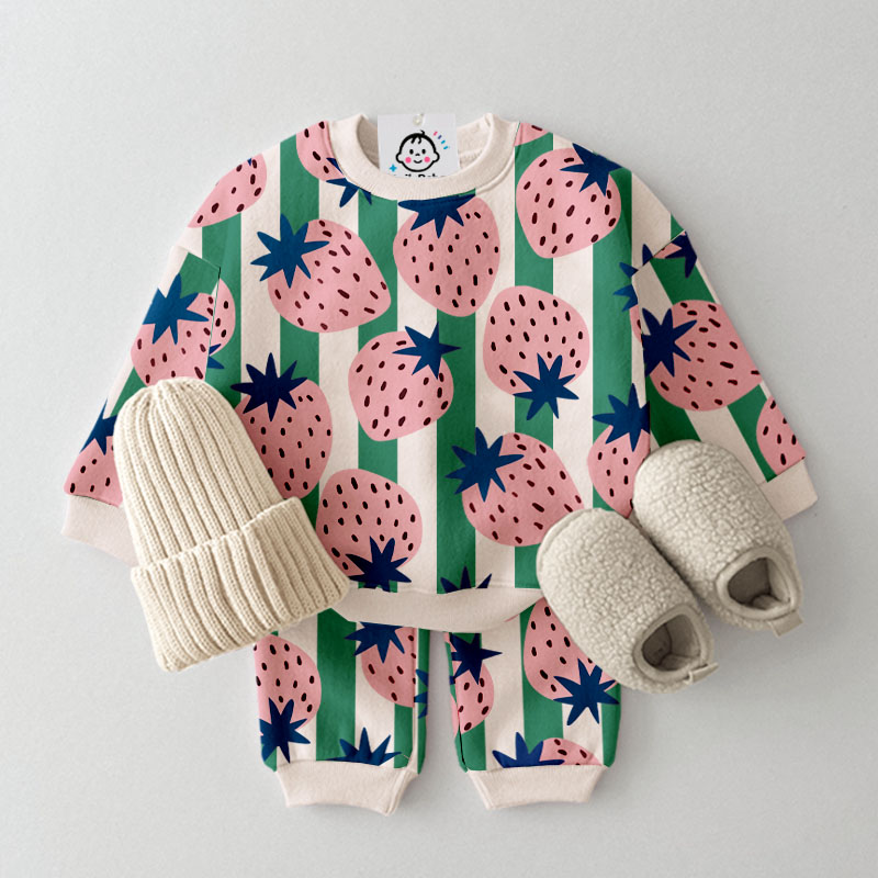 Baby Toddler Strawberry Stripe Pattern 2-Piece Set