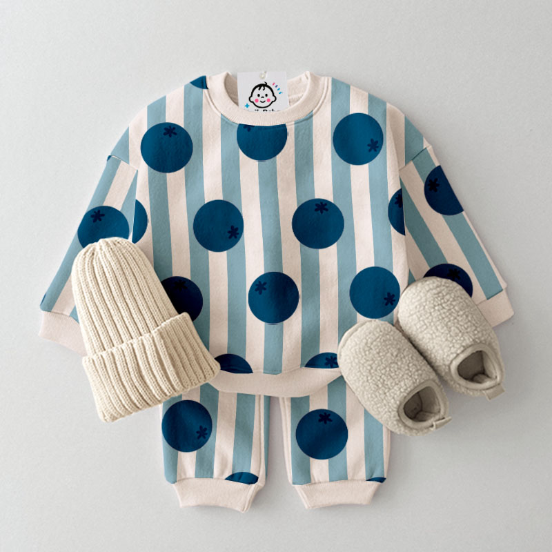 Baby Toddler Blueberry Stripe Pattern 2-Piece Set