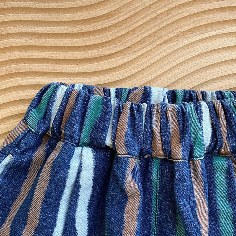 Toddler Colorful Vertical Striped Denim Pants
