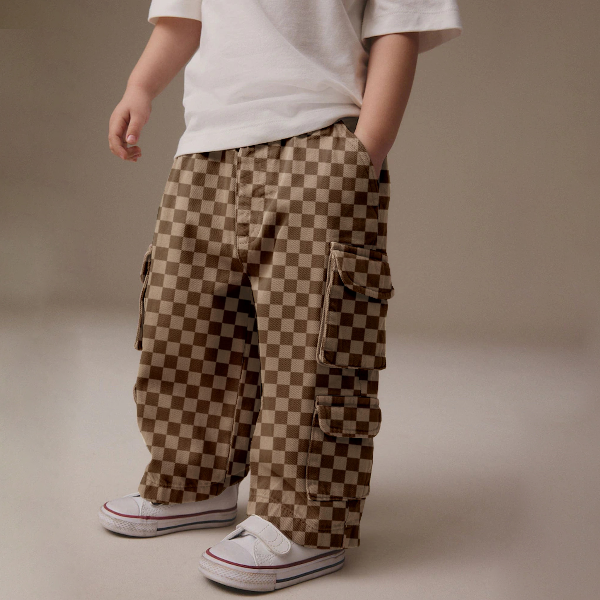 Baby & Kids Checkerboard Multiple Pockets Pants