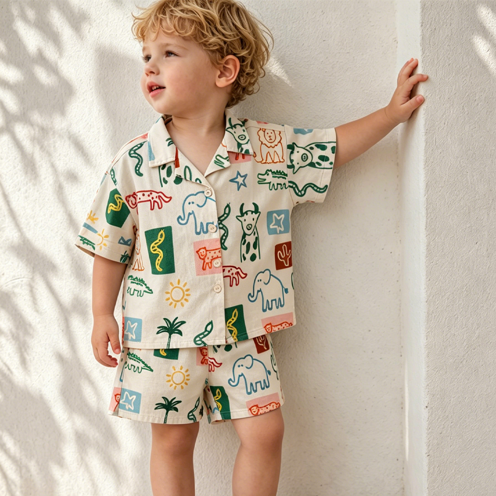 Baby & Kids Animal Graffiti Lapel Beach Sets