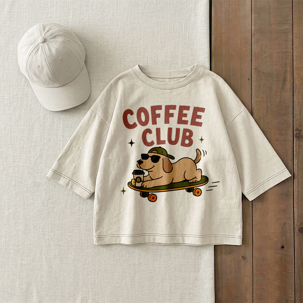 COFFEE CLUB Baby & Kids Skateboard Dog T-Shirt (6M-12Y)