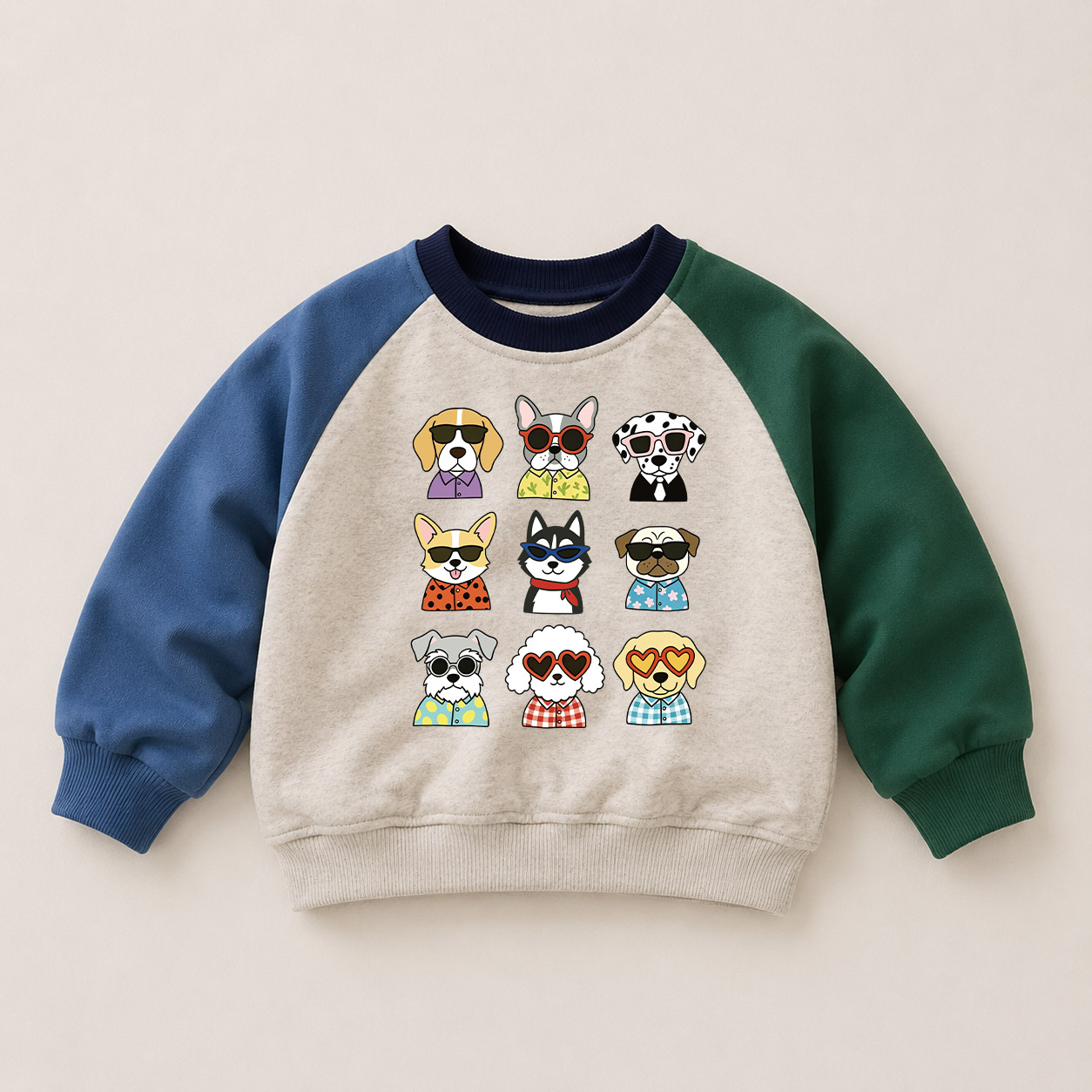 Baby & Kids Dogs Pattern Color Block Sweatshirt