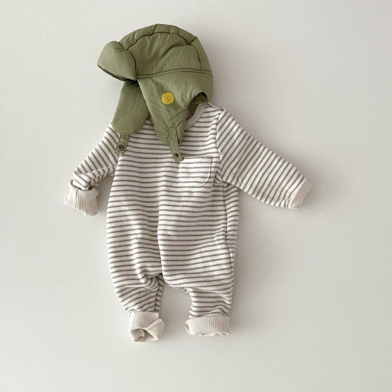 Baby Round Neck Striped Romper