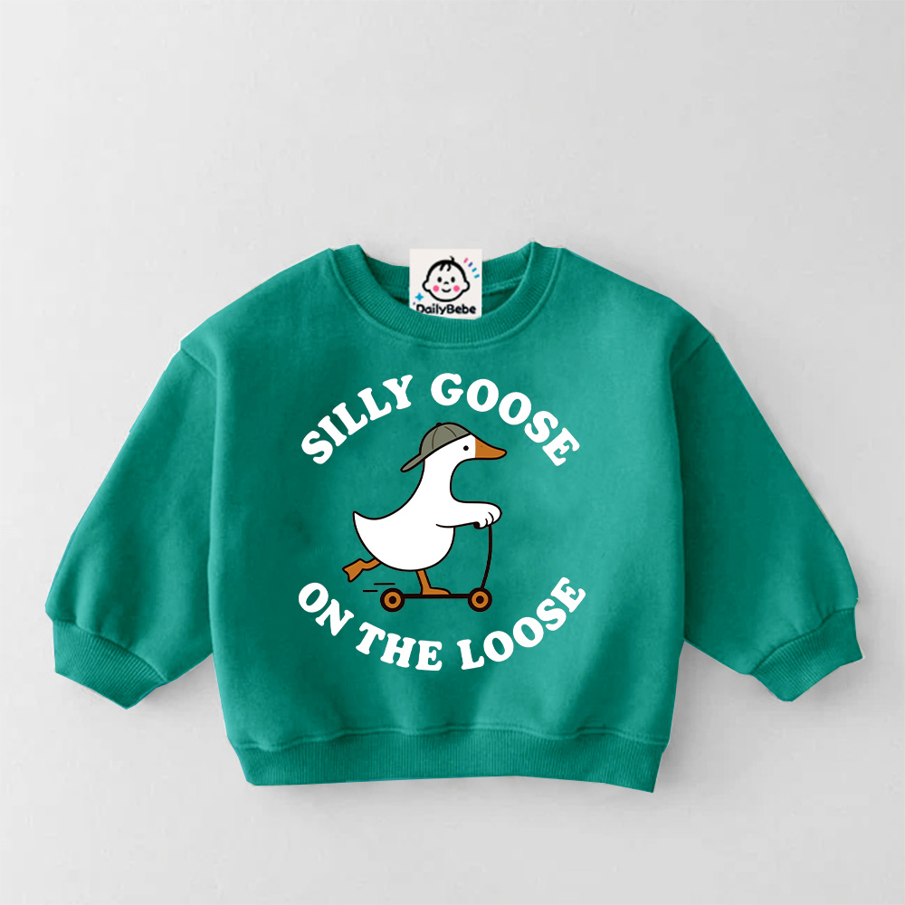 SILLY GOOSE ON THE LOOSE Baby & Kids Pattern Sweatshirt