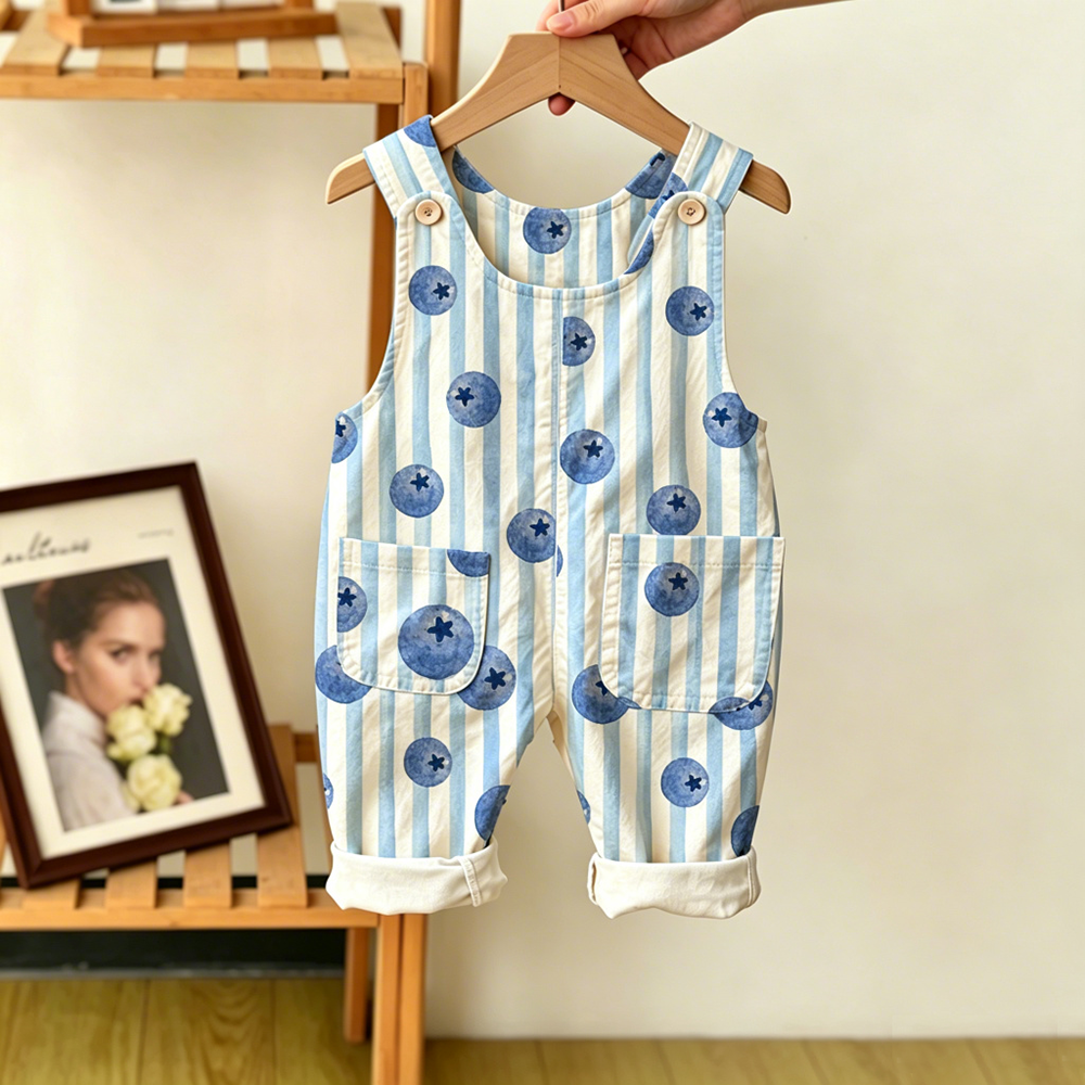  Baby Toddler Stripe Blueberry Overalls