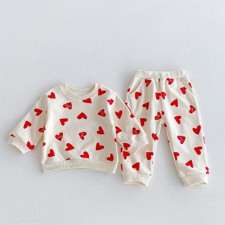Baby Toddler Colorful Love Sweatshirt And Pants Set
