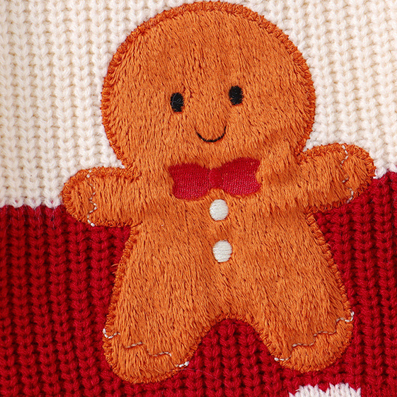 Baby Gingerbread Man Pattern Contrast Sweater