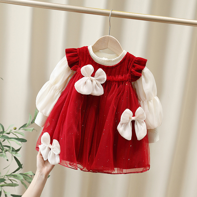 2 Piece Toddler 3D Bow Tie Dress Set
