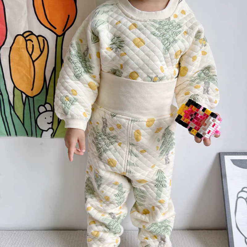 Baby 2 Piece Forest Pattern Quilted Pajamas Set 