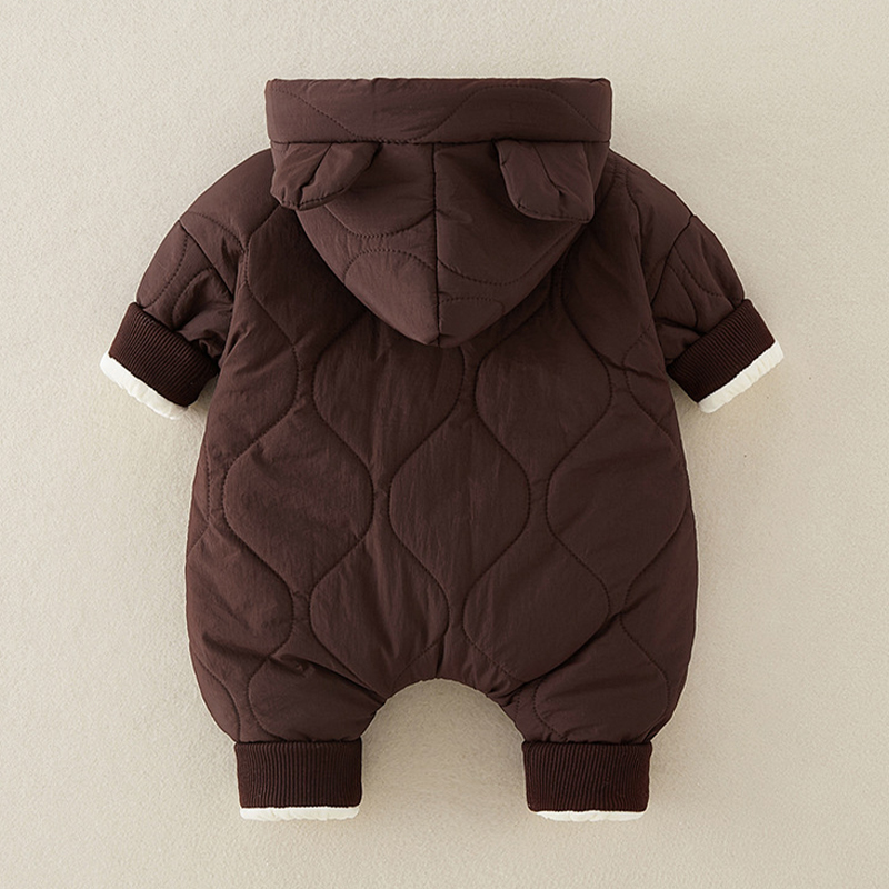 Baby Bear Hooded Quilted Romper