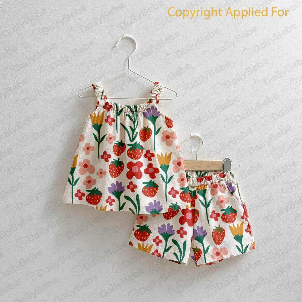 Baby & Kids Flowers Strawberry Tank and Shorts Set