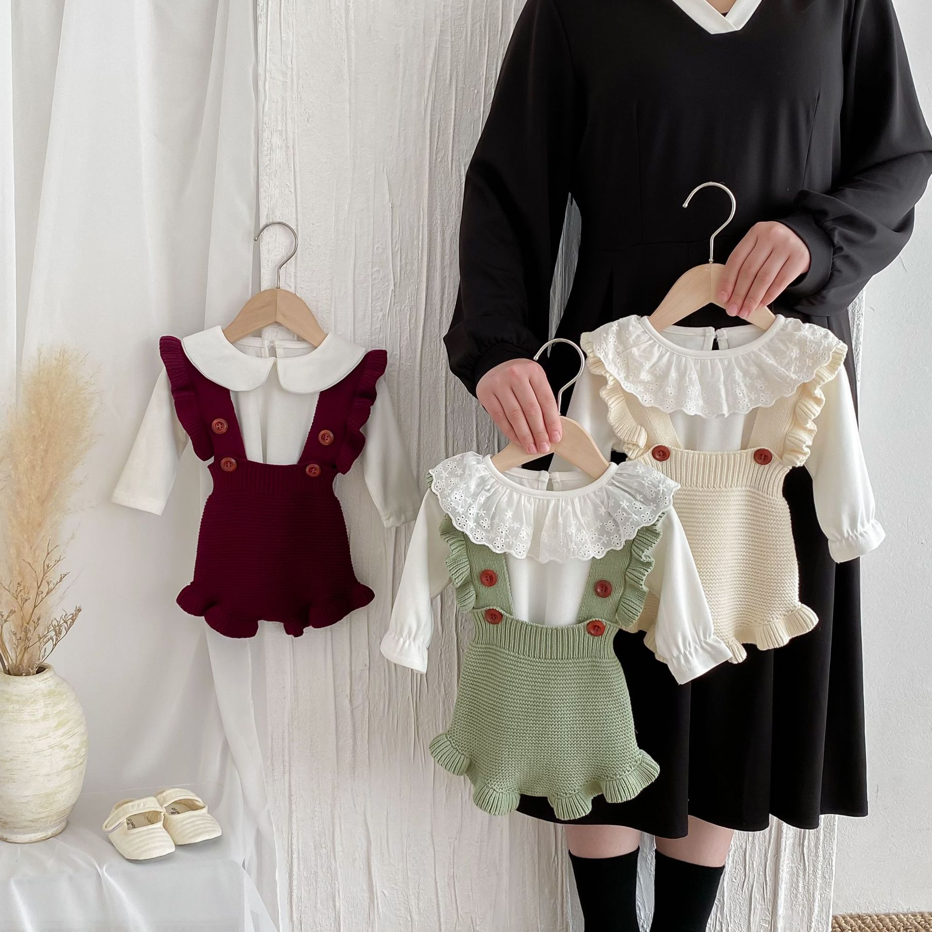 Baby Girl 2 Piece Ruffled Overalls