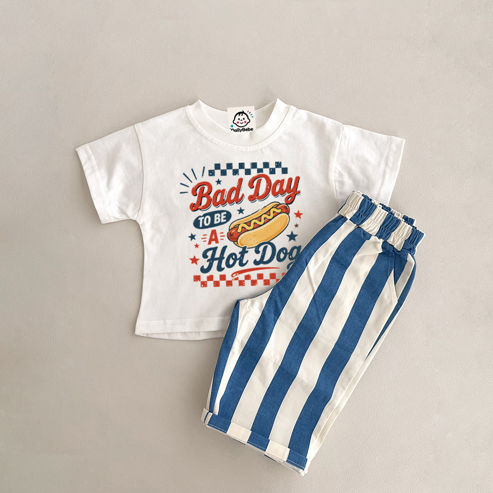 BAD TO BE A HOTDOG Baby Toddler 2-Piece Set