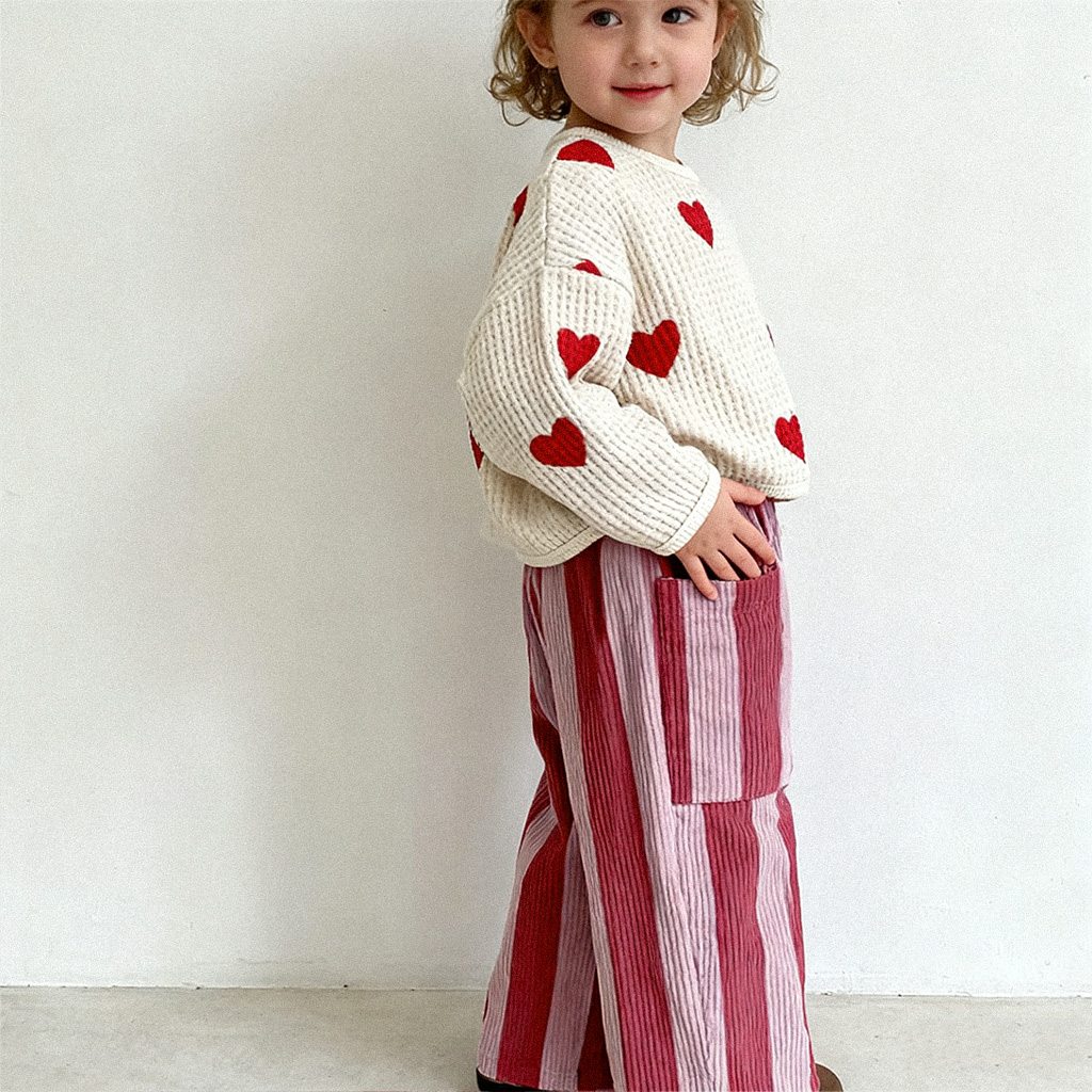 Baby Toddler Heart White Waffle Sweatshirt