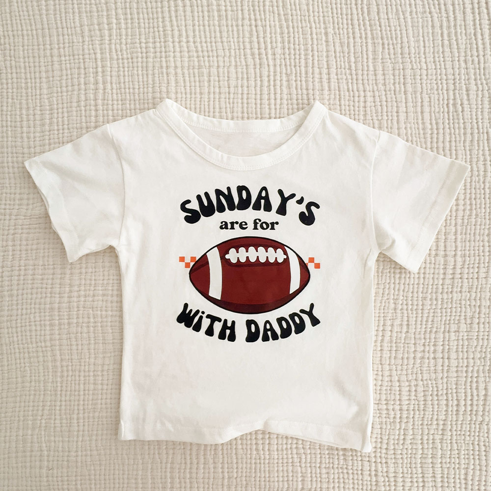 SUNDAY ARE FOR FOOTBALL WITH DADDY Kids White T-Shirt