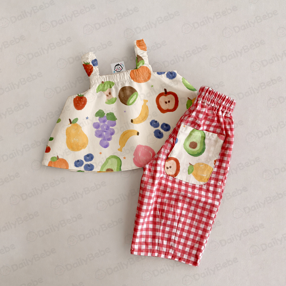 Baby & Kids Fruits Plaid 2 Piece Set