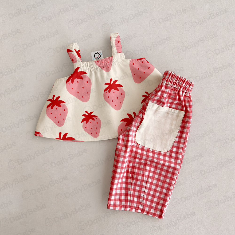 Baby & Kids Strawberry Pink Plaid 2 Piece Set